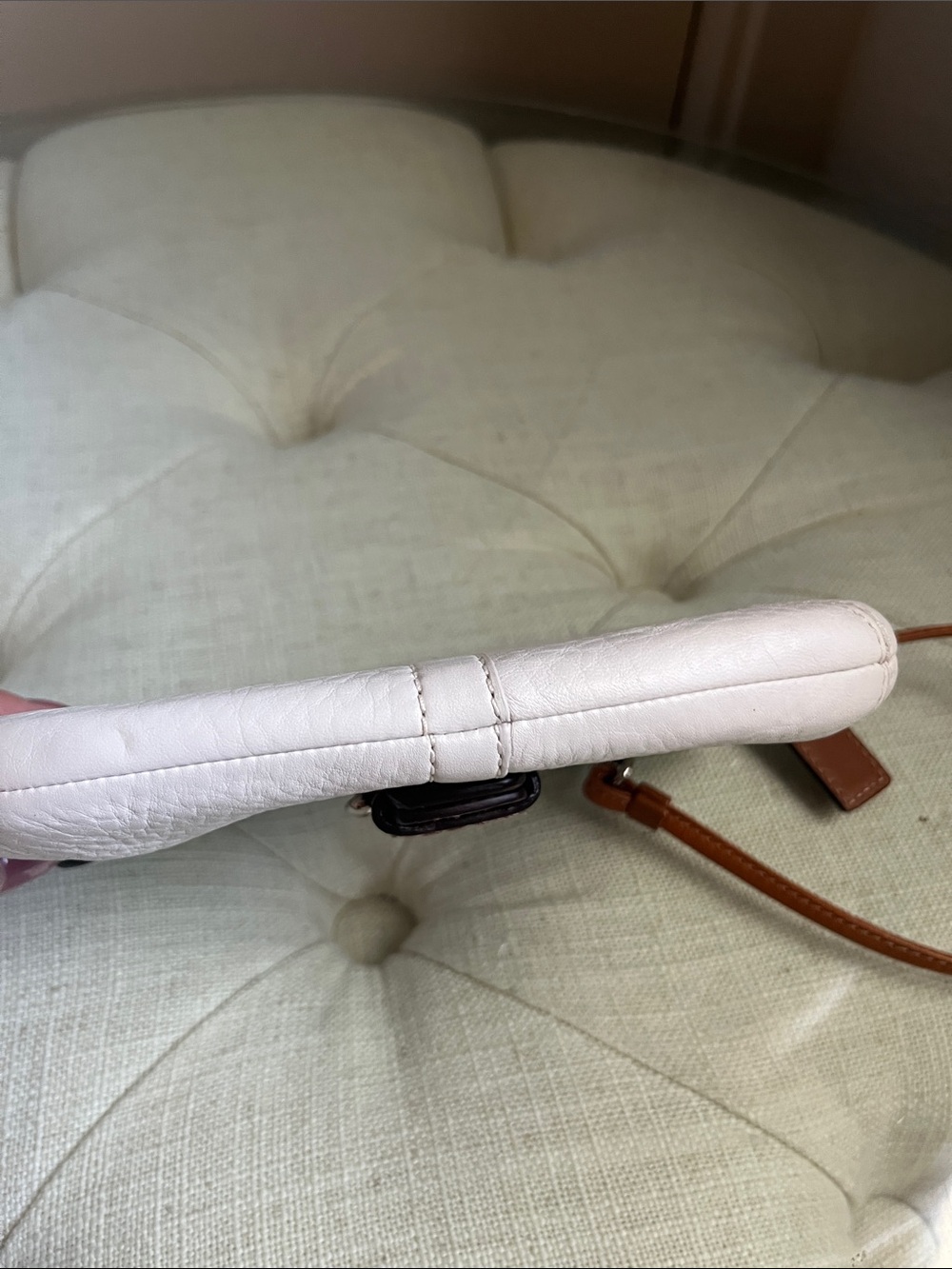 Coach Hampton White/Cream Pepple Leather Soho Flap Mini Bag Wristlet Pouch Y2K - Picture 13 of 15
